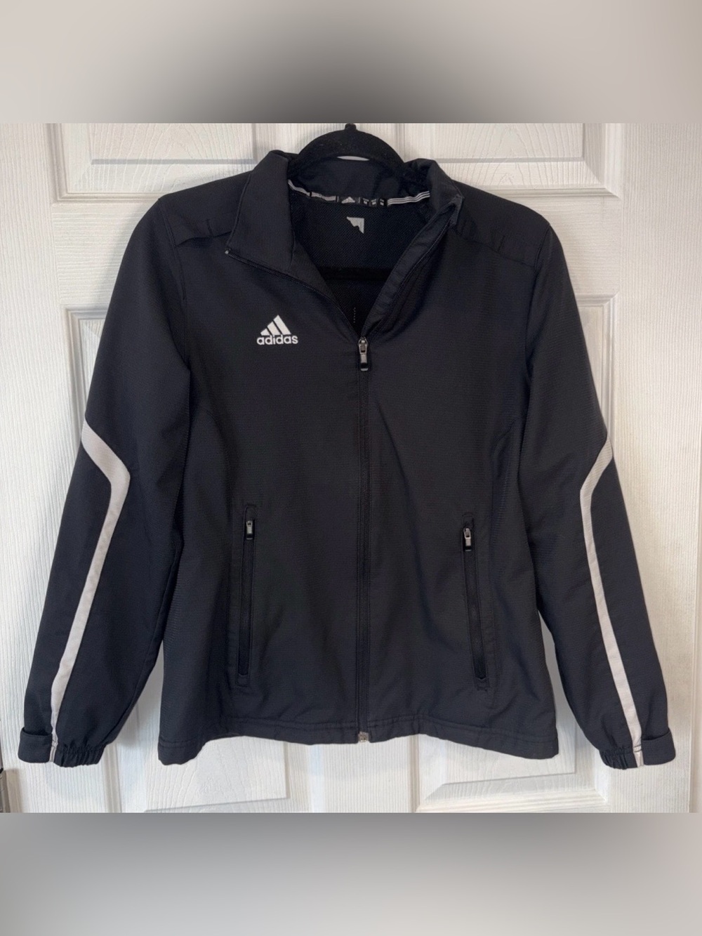 adidas Women's Black Utility Zip Jacket with Reflective Stripe Size Medium